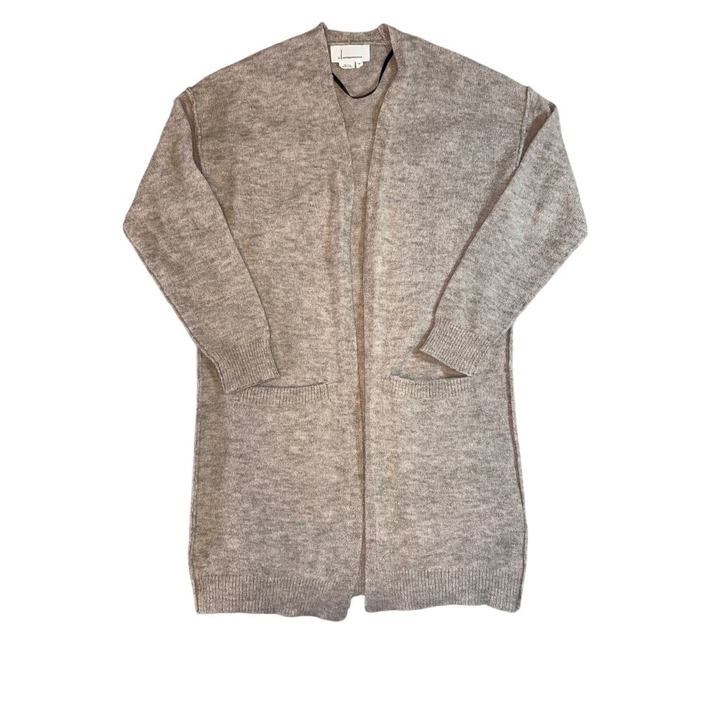 Anthropologie Dark Beige Open Duster Cardigan Sweater Size S Women's Fall Casual